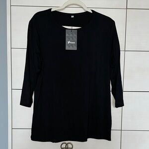 Ficerd 3/4 Sleeve Black Knit Top | Size XL | NWT | Everyday Wardrobe Essential